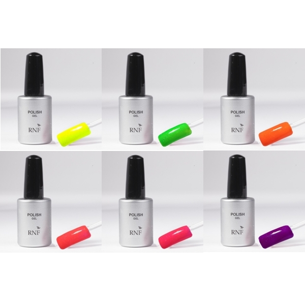 Set 6 Polish Gel 15 ml Fluo Glitter